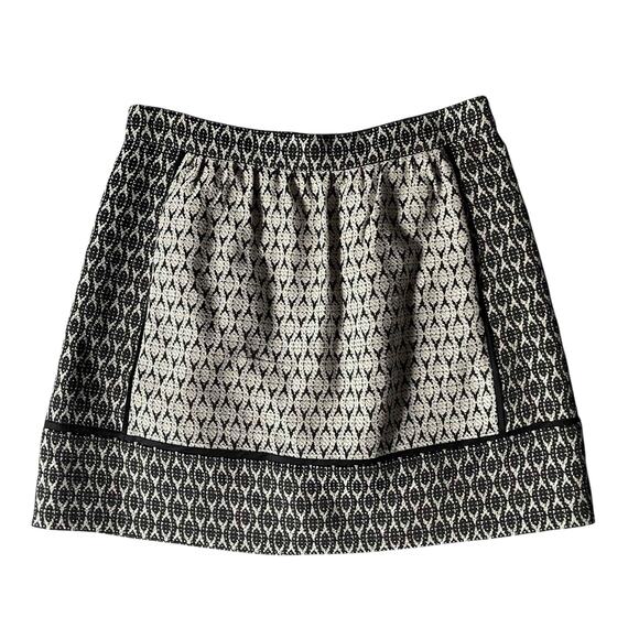 J. Crew Women's Textured Mini Skirt Black White Geo Block Print Jacquard Size 6 - Picture 1 of 7